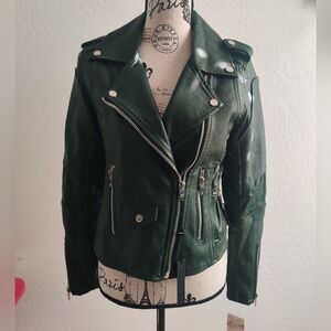 🆕 Blank NYC Green Vegan Leather zip up Punk Bikercore Motorcycle Jacket_Small